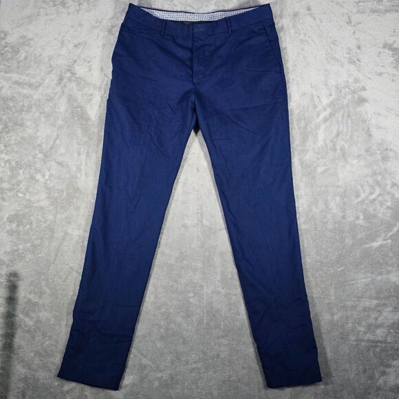 Zara Man Pants Mens 34x34 Blue Dress Pant Golf‎ Flat Front Preppy - Picture 1 of 10